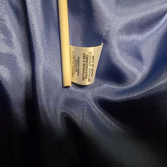 Anne Klein - Women's Plus Size 22W - Blue 100% Leather - Blazer - Business - Picture 6 of 10